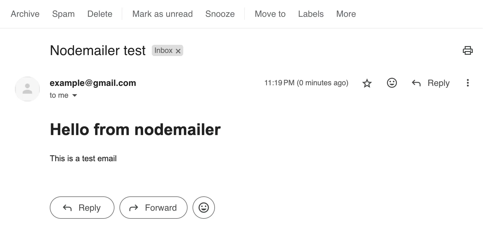 Nodemailer email arrived to Gmail