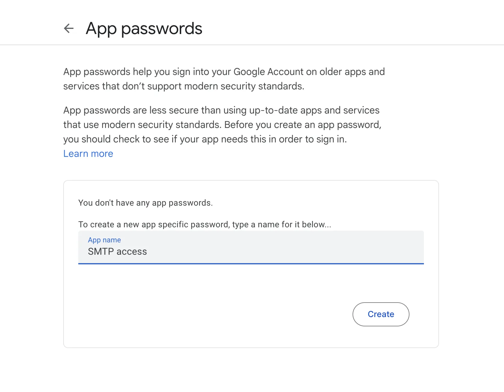 App password name