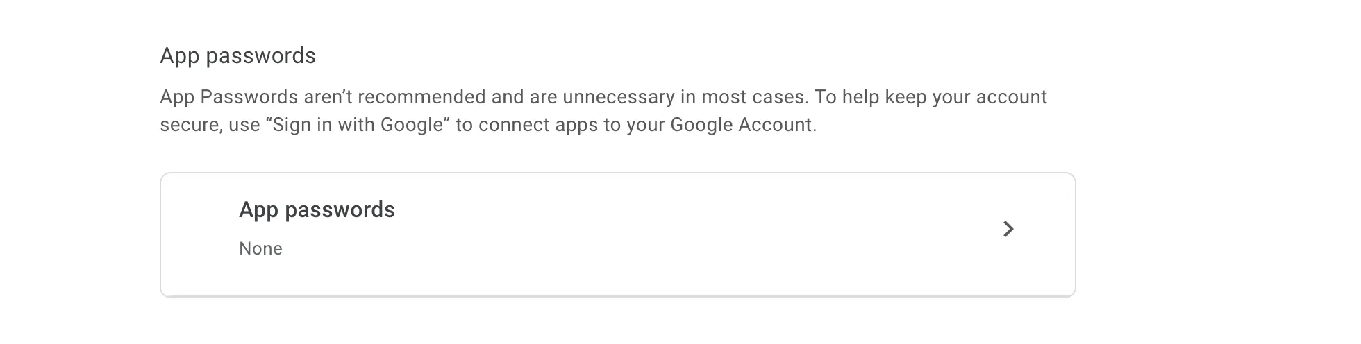 Google App passwords